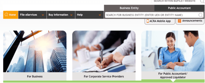 How to check a registered company in Singapore? Use Bizfile.