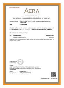 After you register a business in Singapore, you will be given a certificate of incorporation.