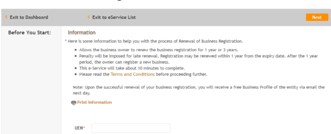 ACRA set this requirements for the renewal of a business registration.