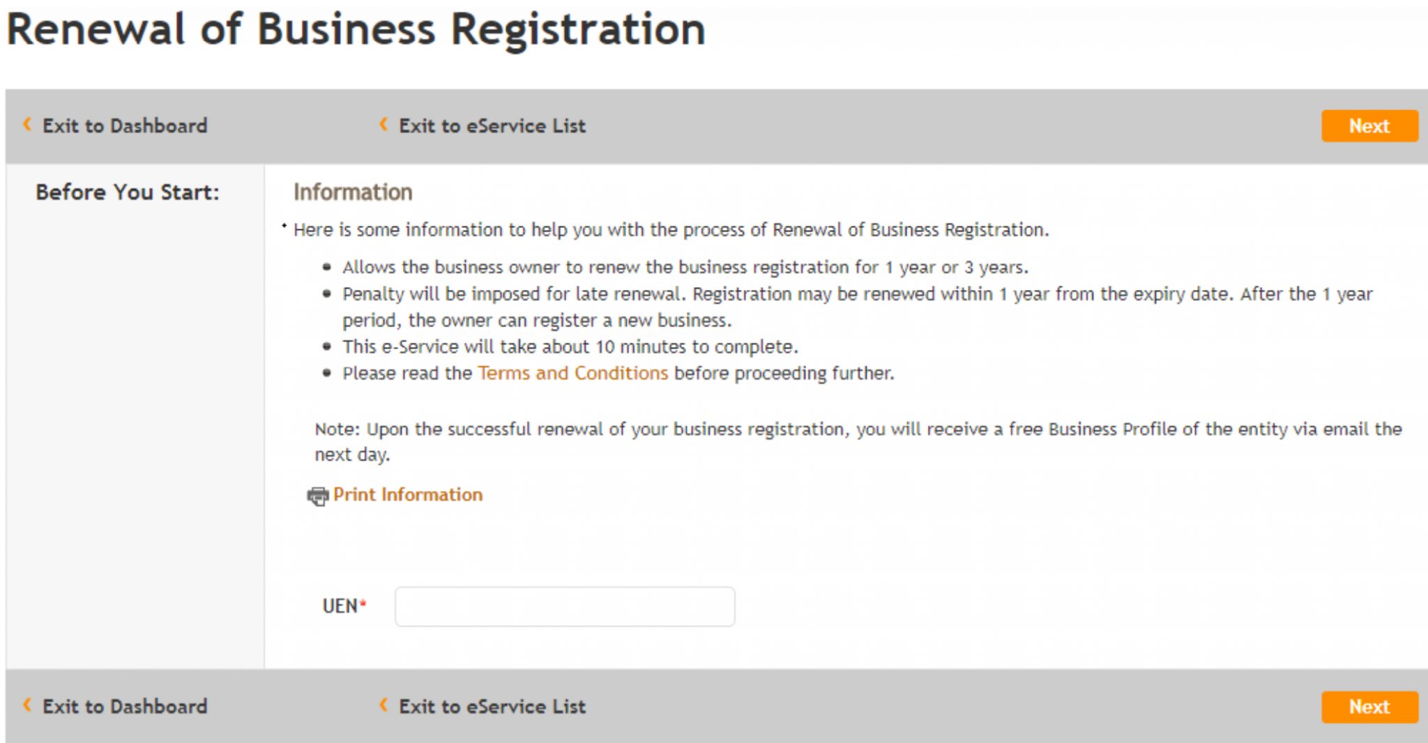 ACRA renewal information